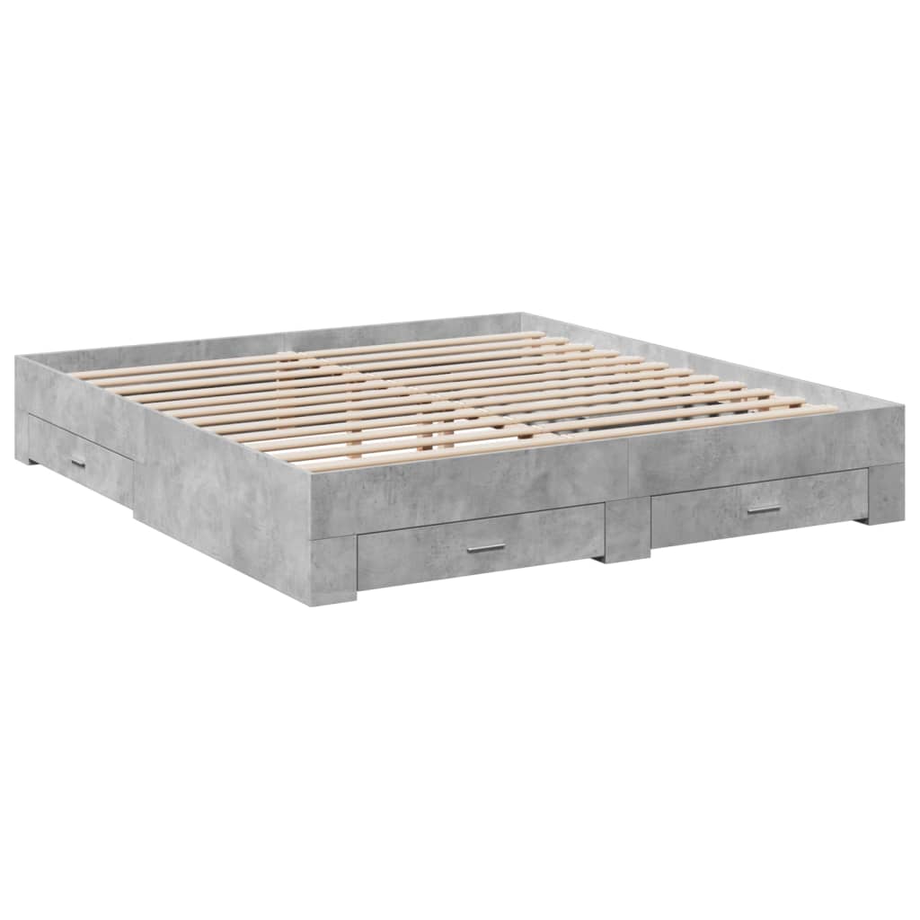 vidaXL Bedframe met lades bewerkt hout betongrijs 180x200 cm afbeelding