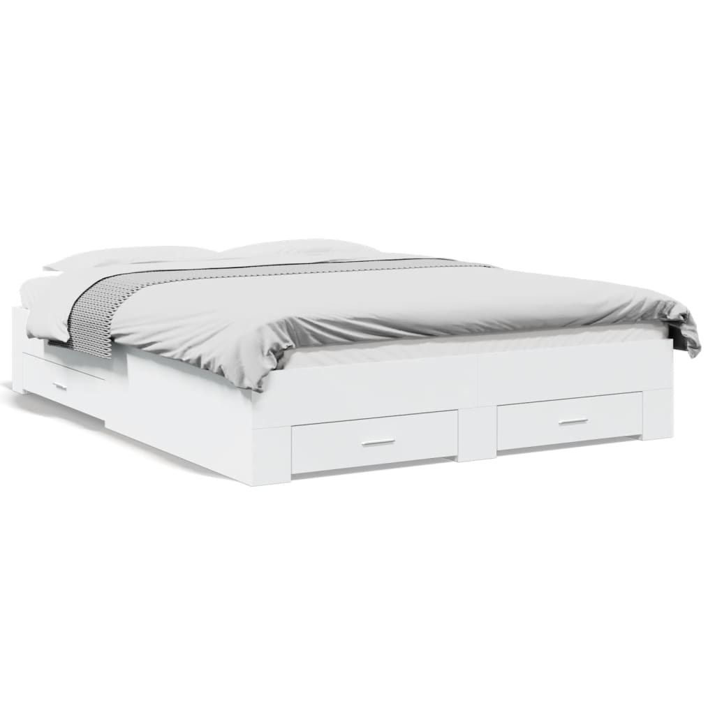 Thumbnail - vidaXL Bettgestell mit Schubladen Weiß 160x200 cm Holzwerkstoff