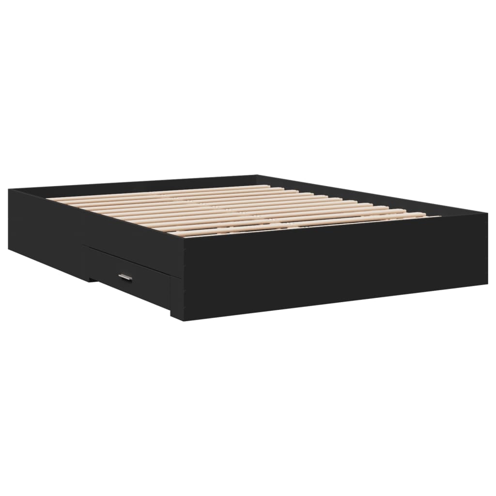vidaXL Bedframe met lades bewerkt hout zwart 160x200 cm afbeelding