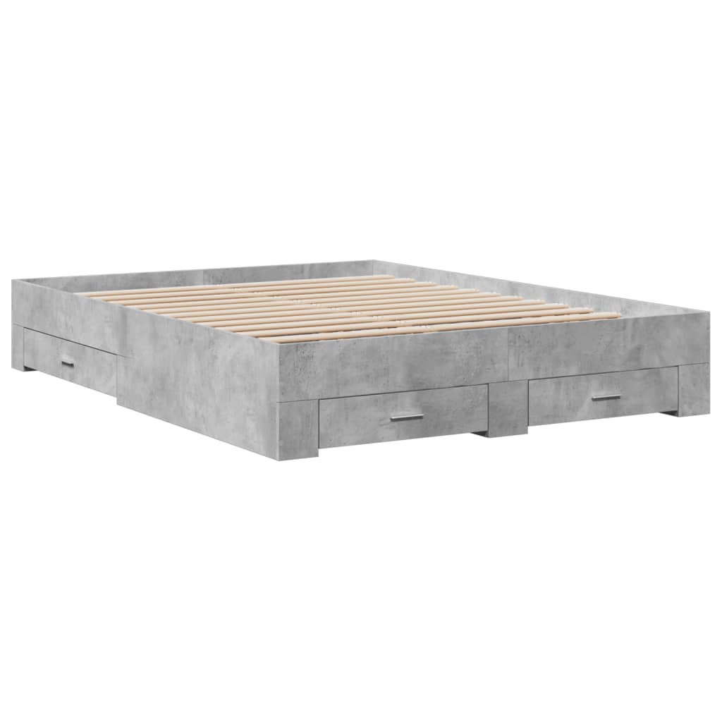 vidaXL Bedframe met lades bewerkt hout betongrijs 160x200 cm afbeelding
