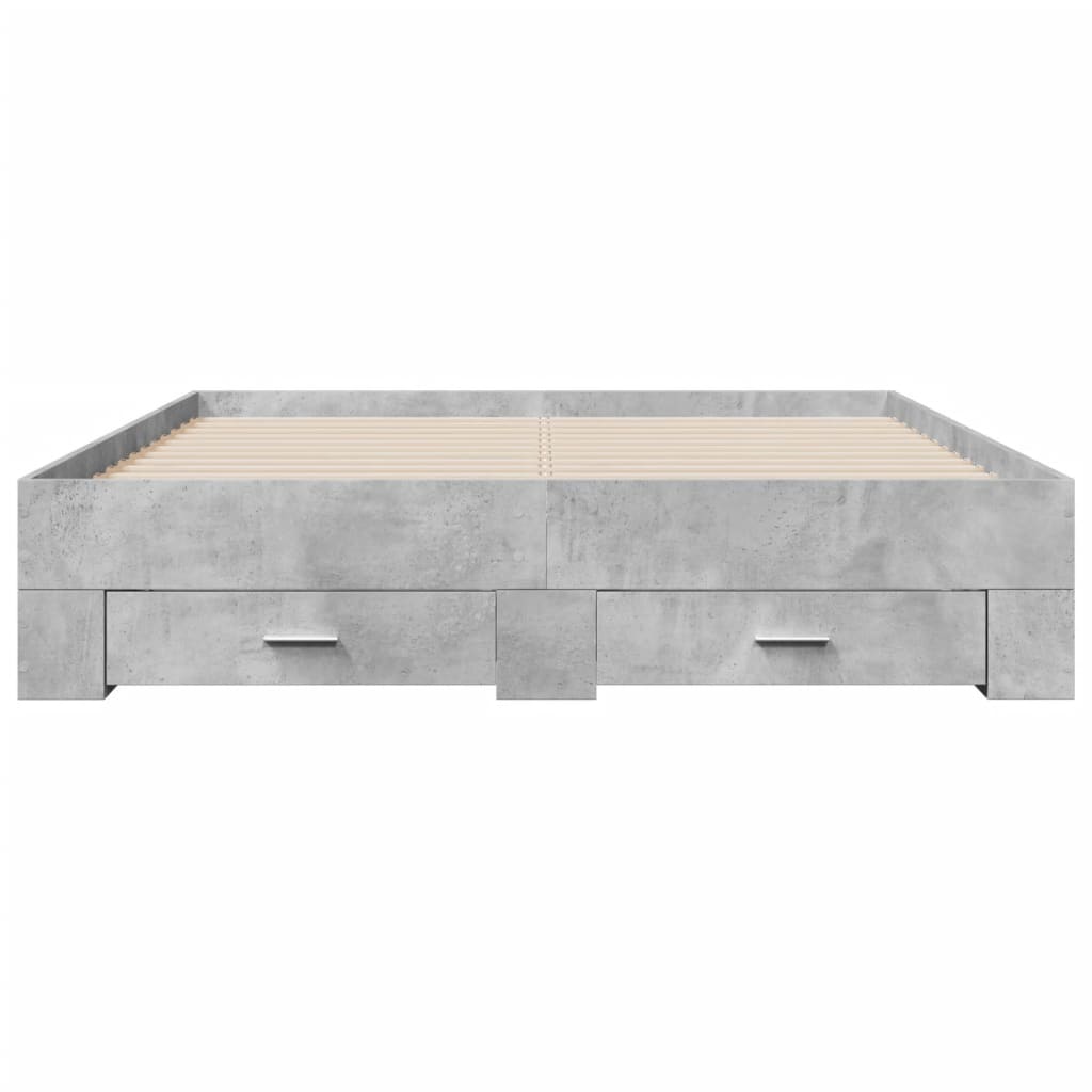 vidaXL Bedframe met lades bewerkt hout betongrijs 160x200 cm grijs, foto 4