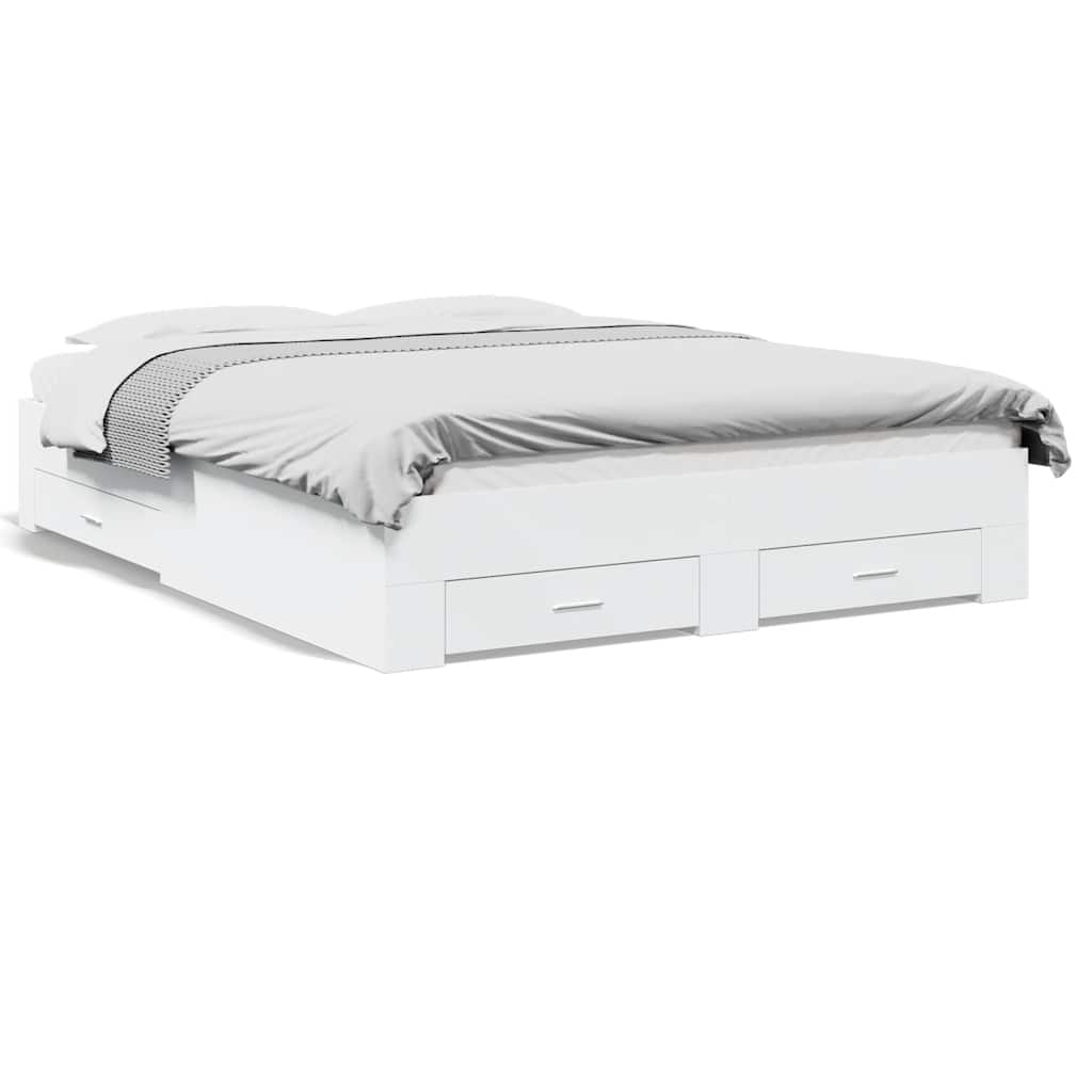 Thumbnail - vidaXL Bettgestell mit Schubladen Weiß 150x200 cm Holzwerkstoff