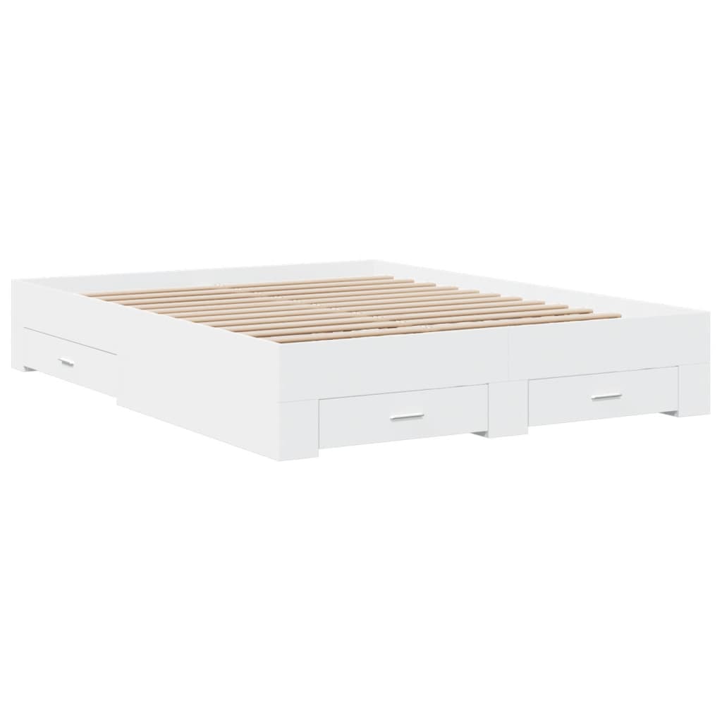 vidaXL Bedframe met lades bewerkt hout wit 150x200 cm afbeelding