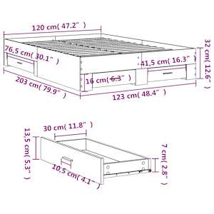 Rám postele se zásuvkami černý 120 x 200 cm kompozitní dřevo - obrázek 10