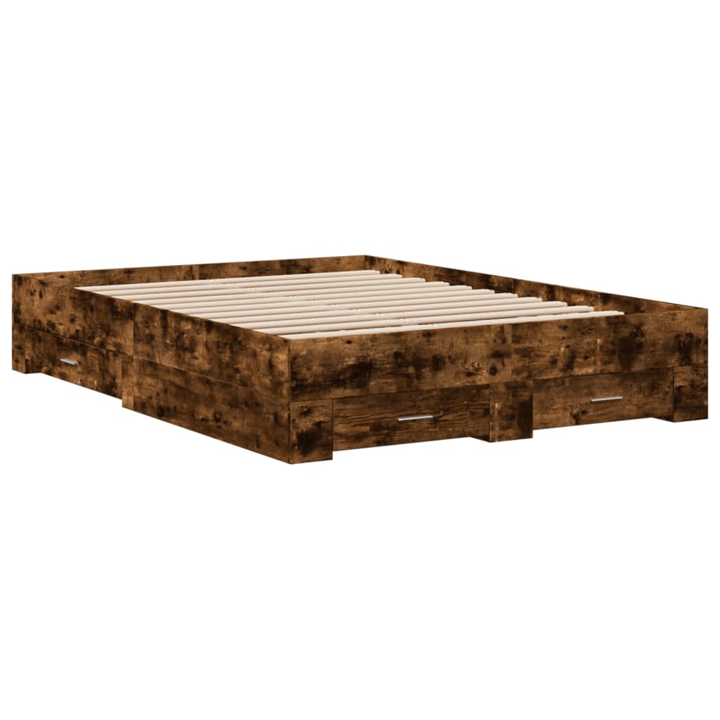 Thumbnail - vidaXL Bettgestell mit Schubladen Räuchereiche 140x190cm Holzwerkstoff