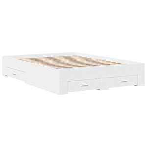 Rám postele se zásuvkami bílý 135 x 190 cm kompozitní dřevo - obrázek 3
