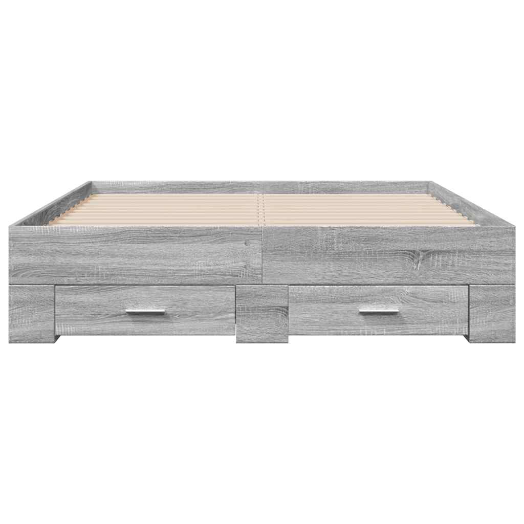 vidaXL Bedframe met lades bewerkt hout grijs sonoma eiken 135x190 cm, foto 4