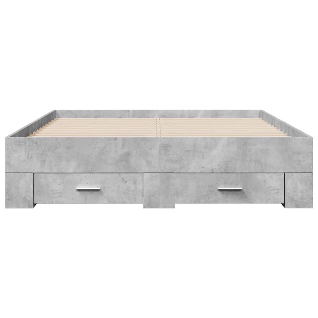 vidaXL Bedframe met lades bewerkt hout betongrijs 120x190 cm grijs, foto 4