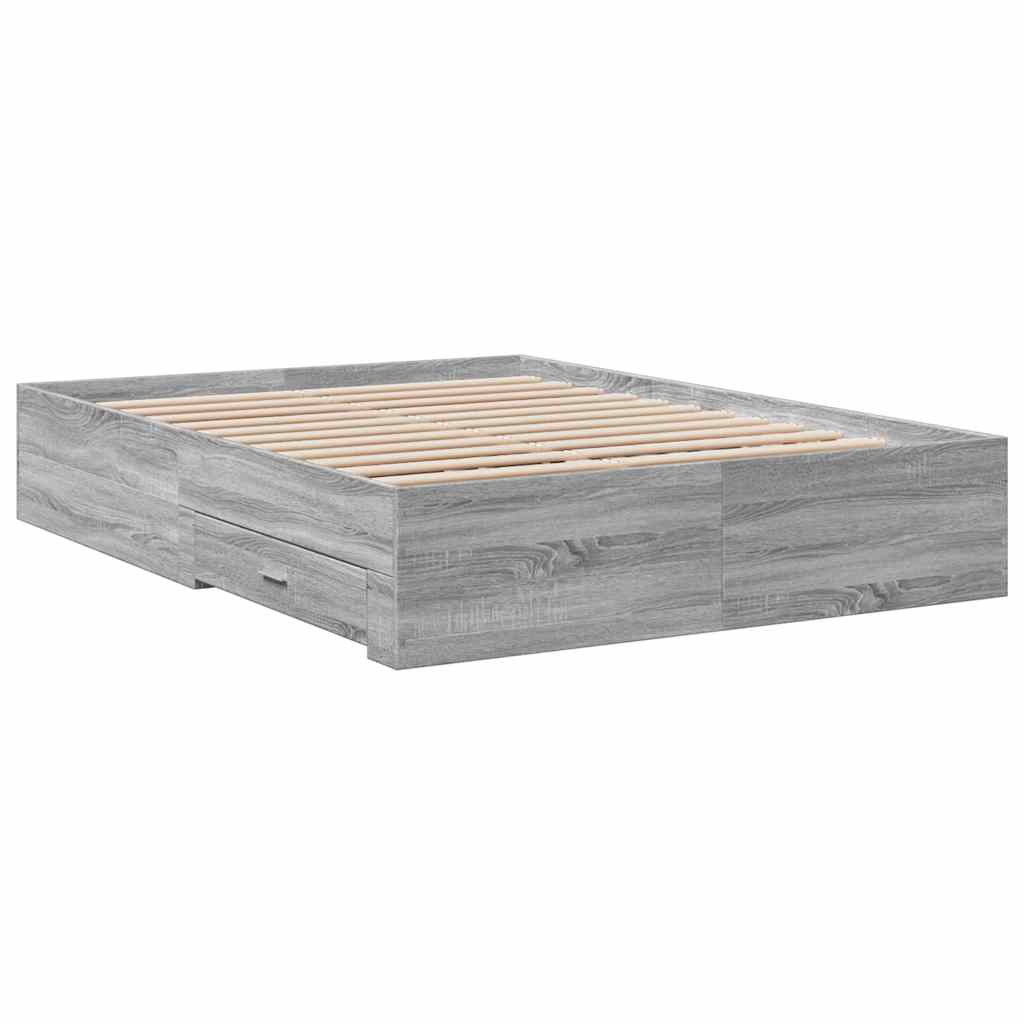 vidaXL Bedframe met lades bewerkt hout grijs sonoma eiken 120x190 cm, foto 2