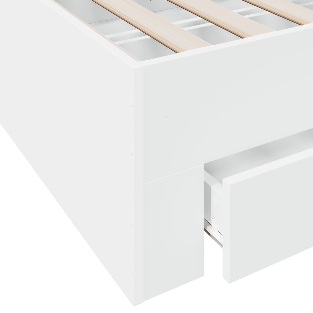  Posteľný rám so zásuvkami biely 100x200 cm kompozitné drevo