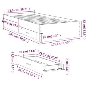 Rám postele se zásuvkami dub sonoma 100x200 cm kompozitní dřevo - obrázek 10