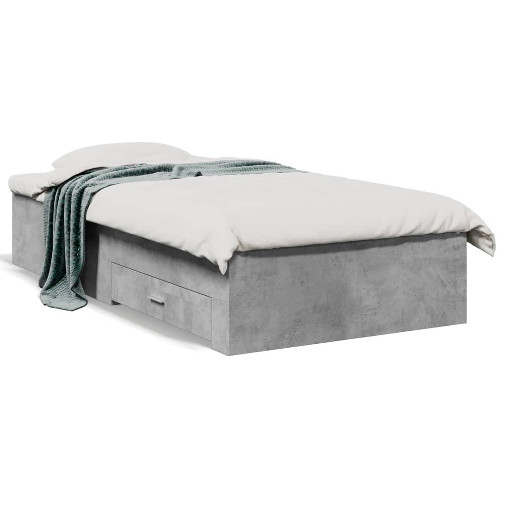 Rám postele se zásuvkami betonově šedý 100 x 200 cm kompozit