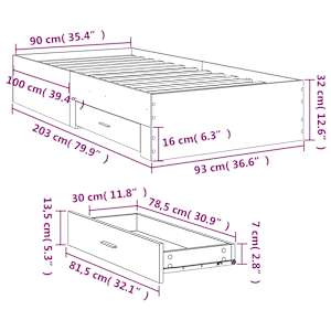 Rám postele se zásuvkami dub sonoma 90x200 cm kompozitní dřevo - obrázek 10