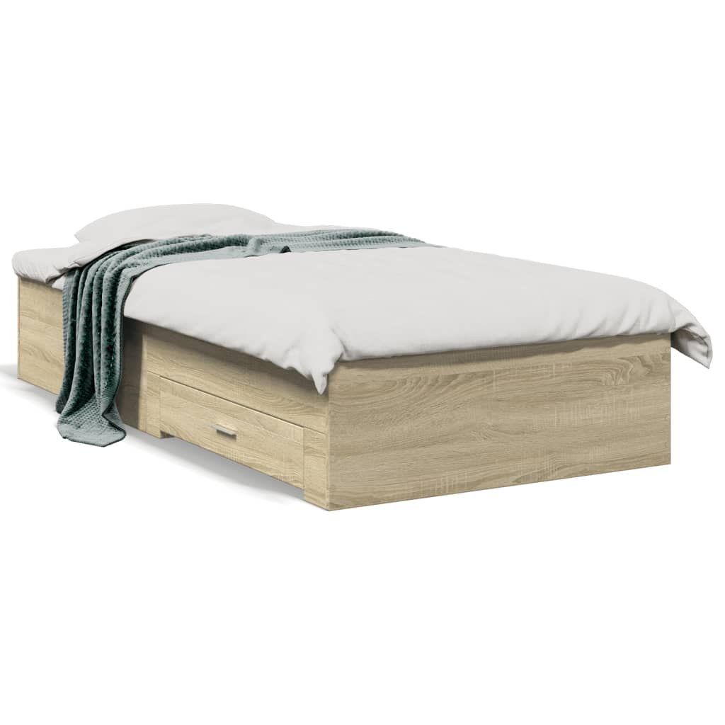 Rám postele se zásuvkami dub sonoma 90x200 cm kompozitní dřevo