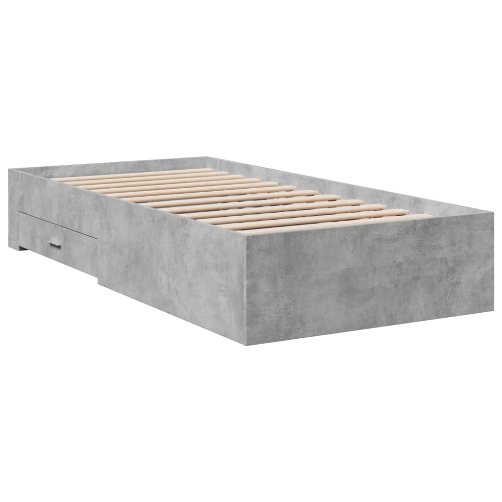 vidaXL Bedframe met lades bewerkt hout betongrijs 90x200 cm afbeelding