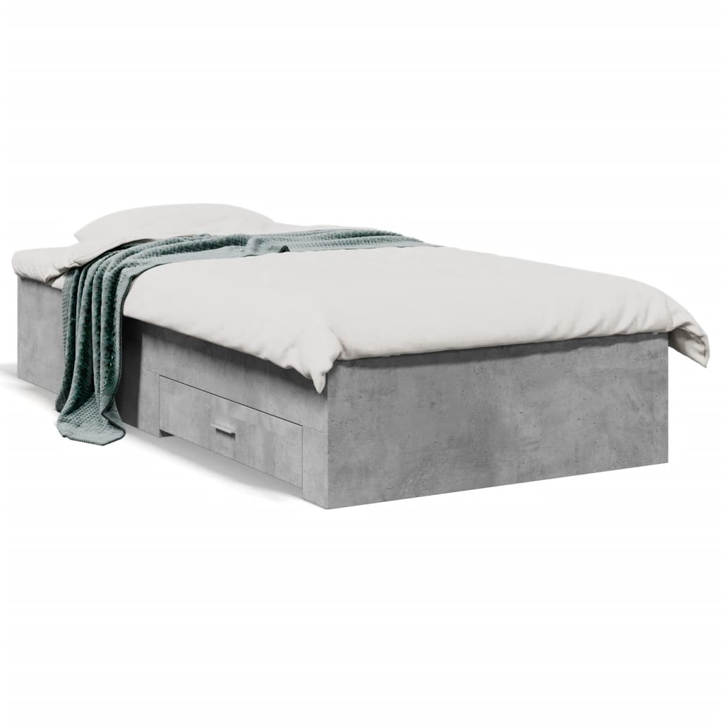 Rám postele se zásuvkami betonově šedý 90 x 200 cm kompozit
