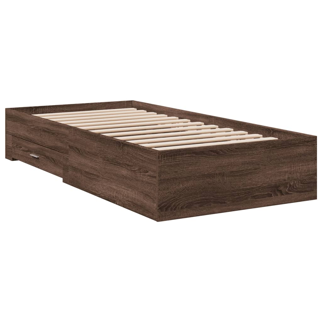 vidaXL Bedframe met lades bewerkt hout bruin eikenkleurig 90x200 cm afbeelding