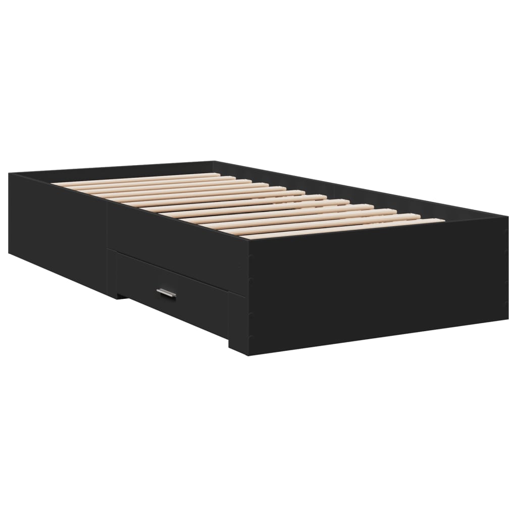 vidaXL Bedframe met lades bewerkt hout zwart 90x190 cm afbeelding