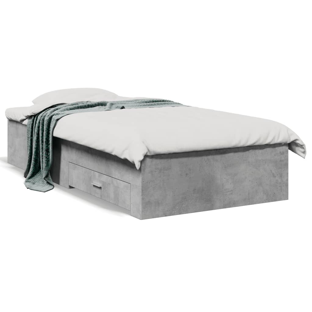 Rám postele se zásuvkami betonově šedý 90 x 190 cm kompozit