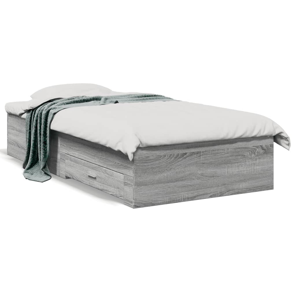 Rám postele se zásuvkami šedý sonoma 90x190 cm kompozitní dřevo