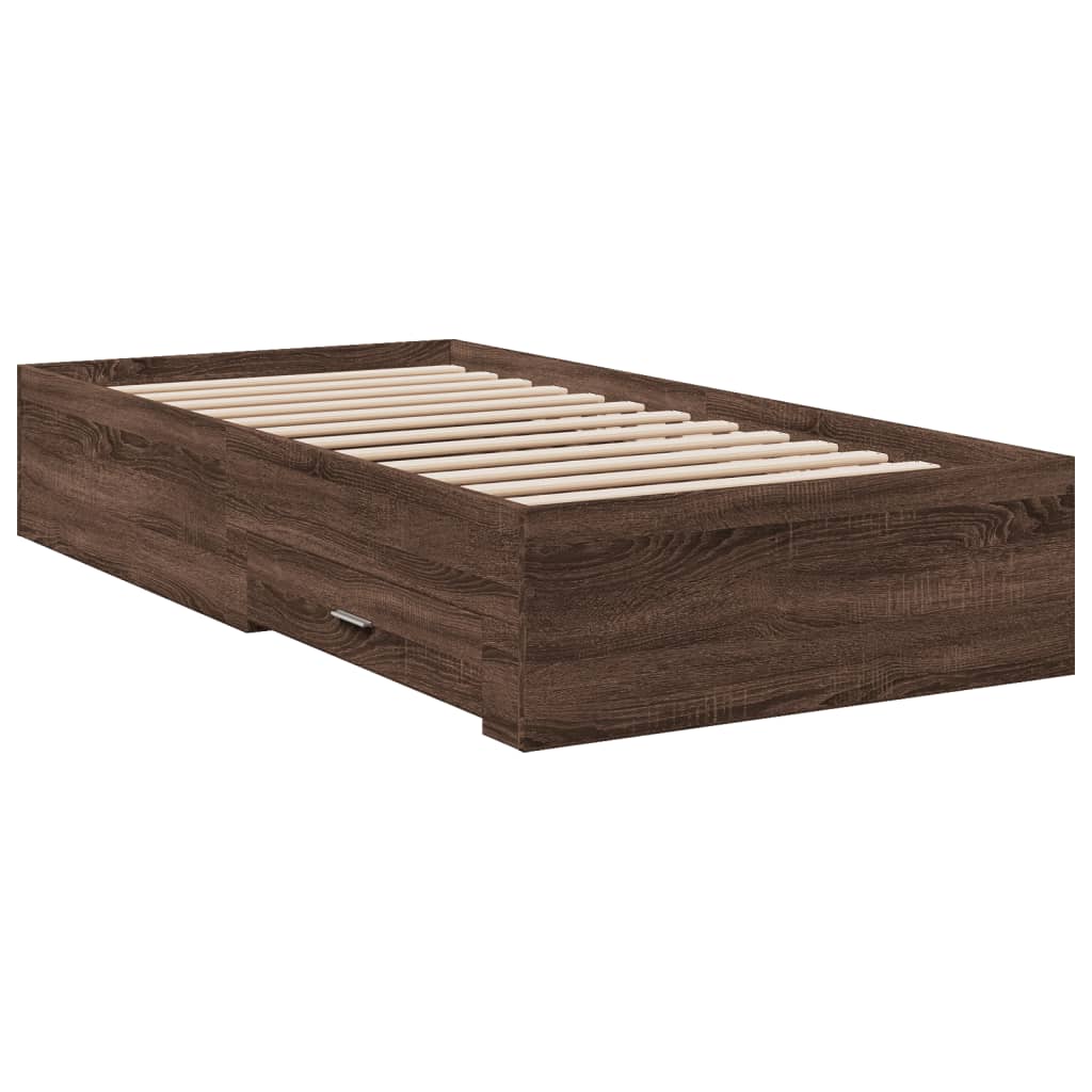 vidaXL Bedframe met lades bewerkt hout bruin eikenkleurig 90x190 cm afbeelding