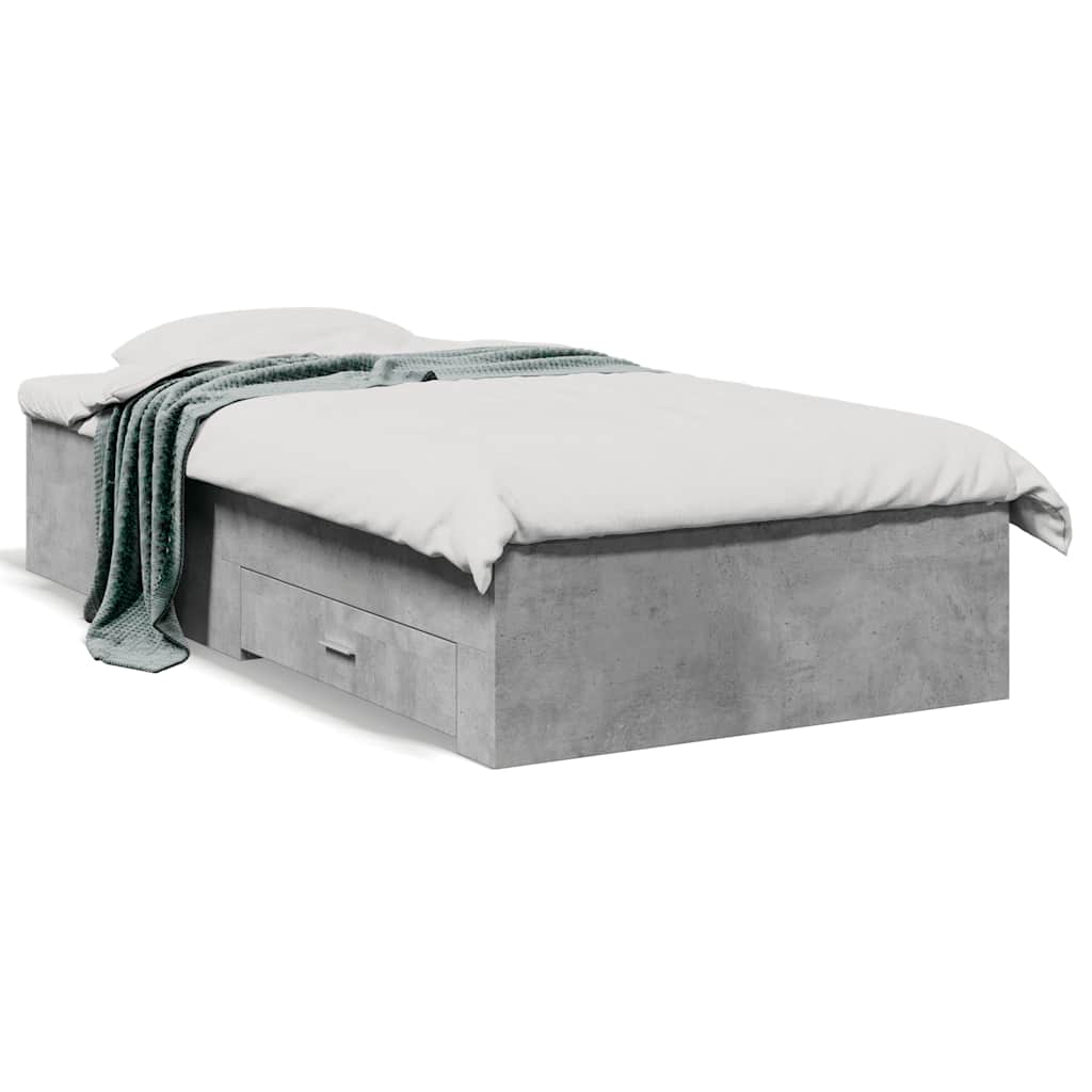 E-shop vidaXL Posteľný rám so zásuvkami betónovosivý 75x190 cm kompozit.drevo