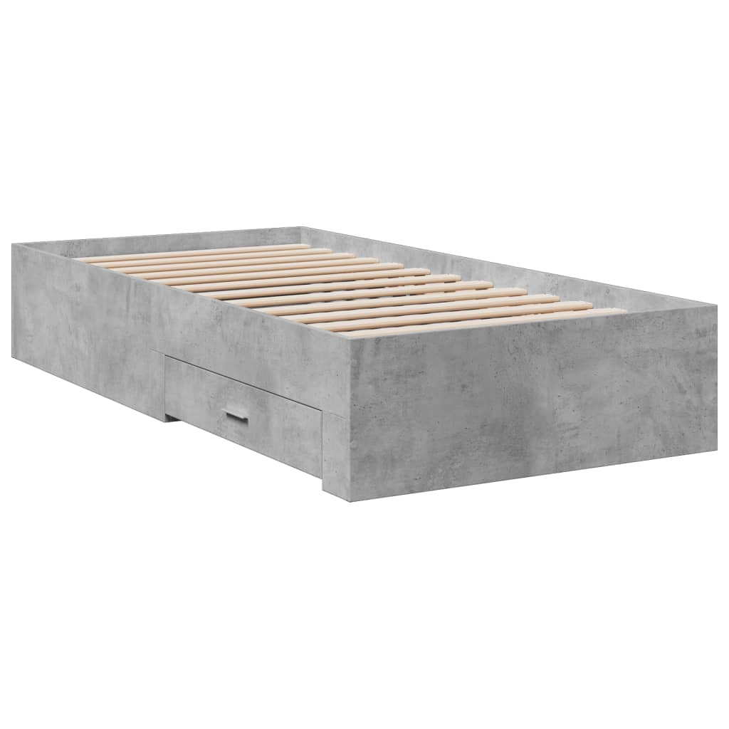 vidaXL Bedframe met lades bewerkt hout betongrijs 75x190 cm afbeelding