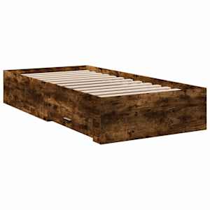 Rám postele se zásuvkami kouřový dub 75x190 cm kompozitní dřevo - obrázek 3