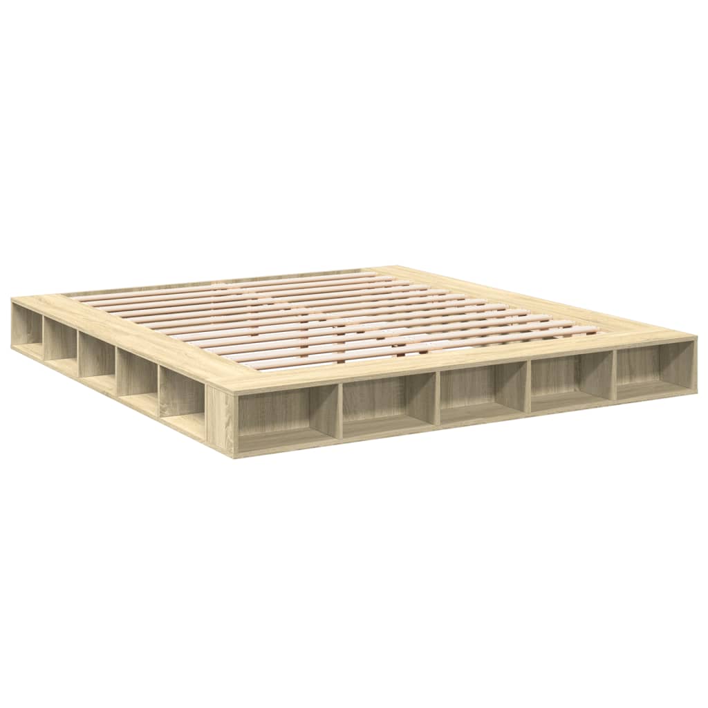 vidaXL Bedframe bewerkt hout sonoma eikenkleurig 200x200 cm afbeelding