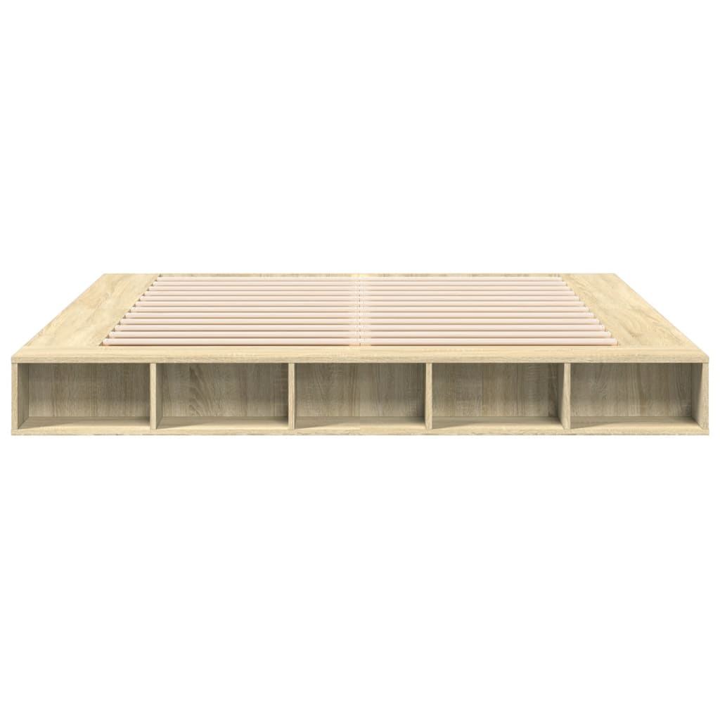 vidaXL Bedframe bewerkt hout sonoma eikenkleurig 200x200 cm, foto 4