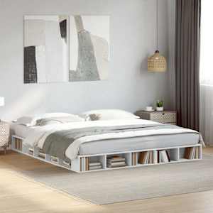 Posteljni okvir bel 180x200 cm inženirski les