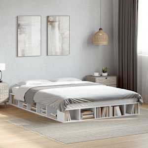 Posteljni okvir bel 150x200 cm inženirski les