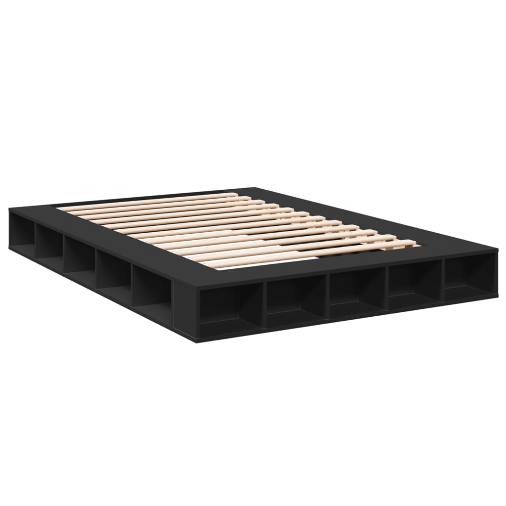 vidaXL Bedframe bewerkt hout zwart 150x200 cm afbeelding