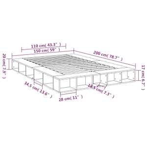 Rám postele betonově šedý 150 x 200 cm kompozitní dřevo - obrázek 10