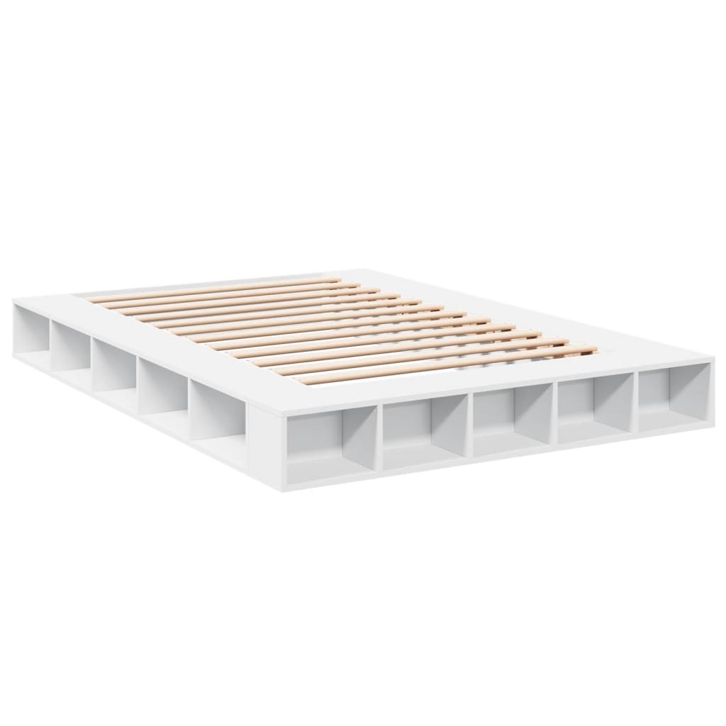 vidaXL Cadru de pat, alb, 140x200 cm, lemn prelucrat