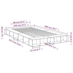 Rám postele bílý 120 x 200 cm kompozitní dřevo - obrázek 10