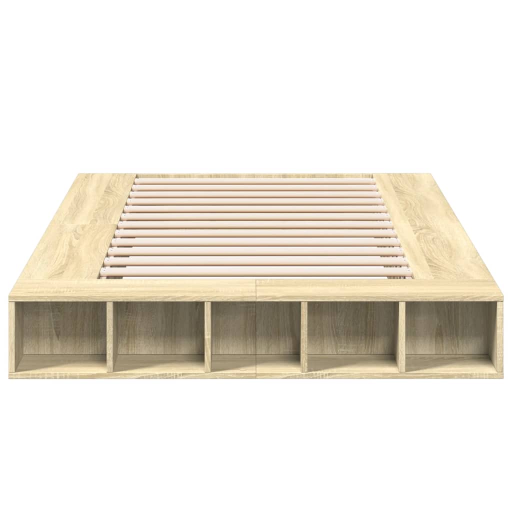 vidaXL Bedframe bewerkt hout sonoma eikenkleurig 120x200 cm, foto 4