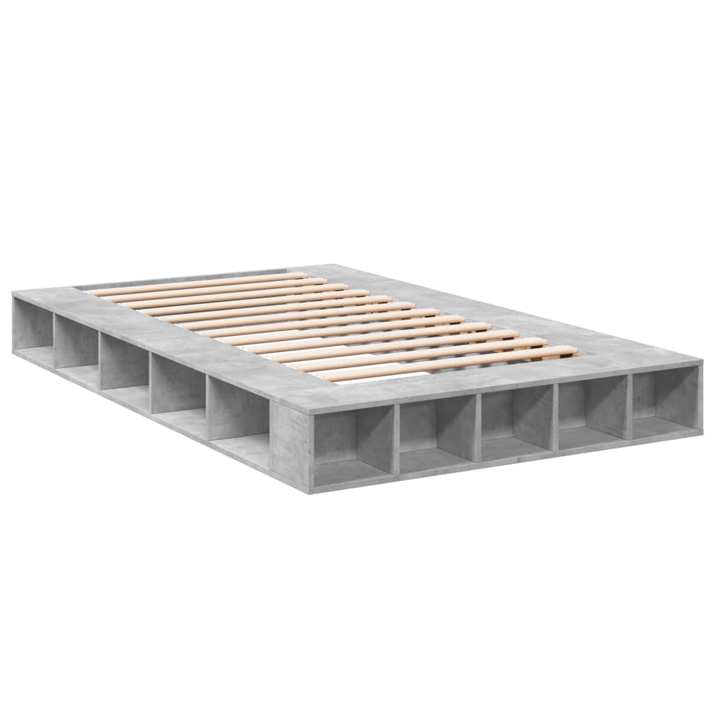 vidaXL Bedframe bewerkt hout betongrijs 135x190 cm afbeelding