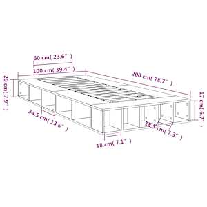 Rám postele hnědý dub 100 x 200 cm kompozitní dřevo - obrázek 10