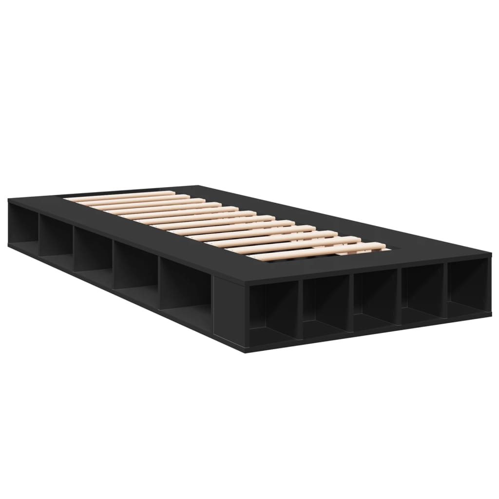 vidaXL Bedframe bewerkt hout zwart 90x200 cm afbeelding