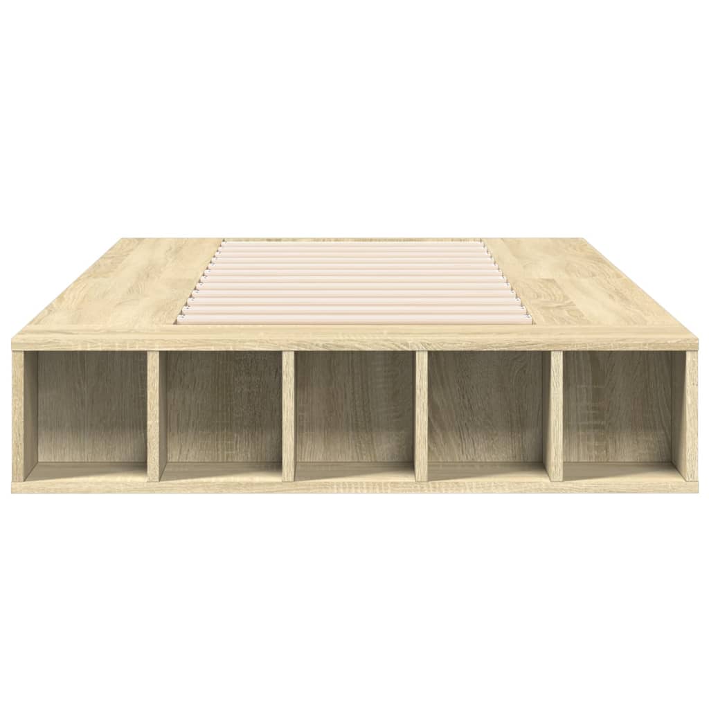 vidaXL Bedframe bewerkt hout sonoma eikenkleurig 90x200 cm, foto 4