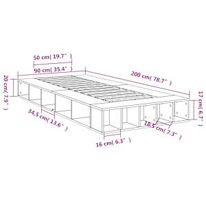 Rám postele kouřový dub 90 x 200 cm kompozitní dřevo - obrázek 10