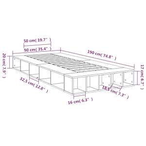 Rám postele černý 90 x 190 cm kompozitní dřevo - obrázek 10