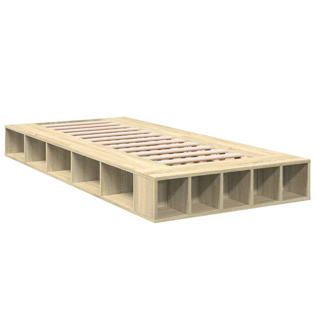 vidaXL Bedframe bewerkt hout sonoma eikenkleurig 90x190 cm afbeelding