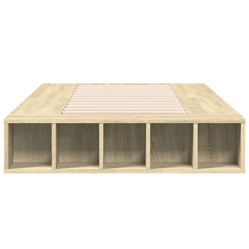vidaXL Bedframe bewerkt hout sonoma eikenkleurig 90x190 cm, foto 4