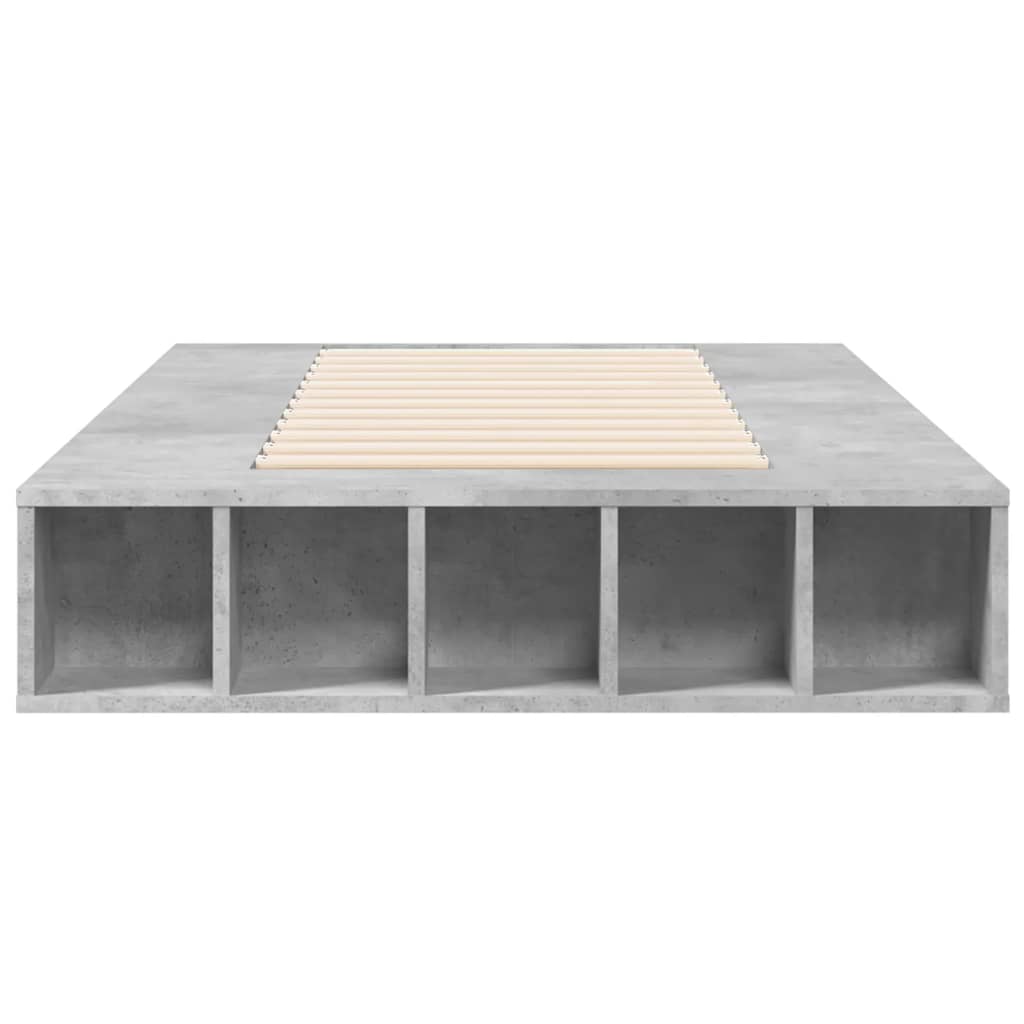 vidaXL Bedframe bewerkt hout betongrijs 90x190 cm grijs, foto 4