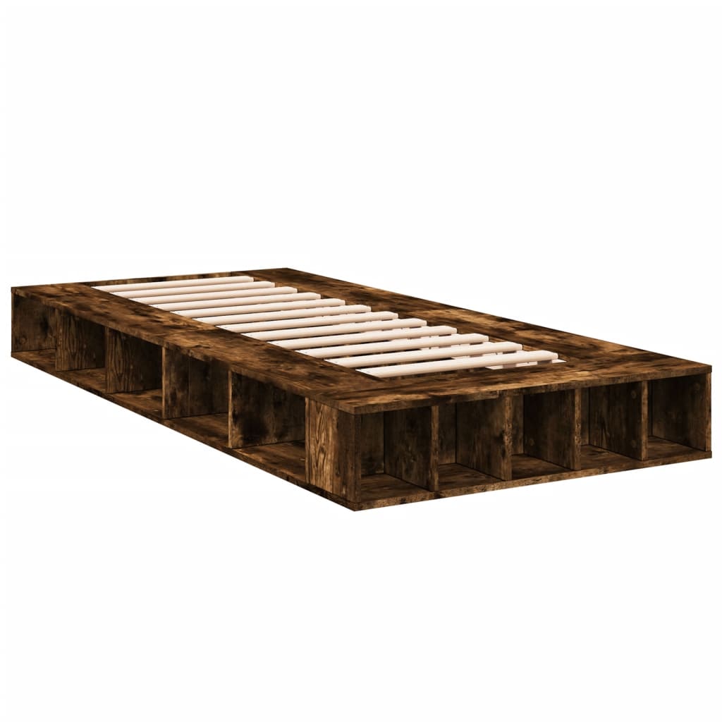 vidaXL Bedframe bewerkt hout gerookt eikenkleurig 90x190 cm afbeelding