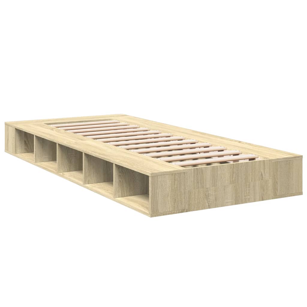 vidaXL Bedframe bewerkt hout sonoma eikenkleurig 75x190 cm afbeelding