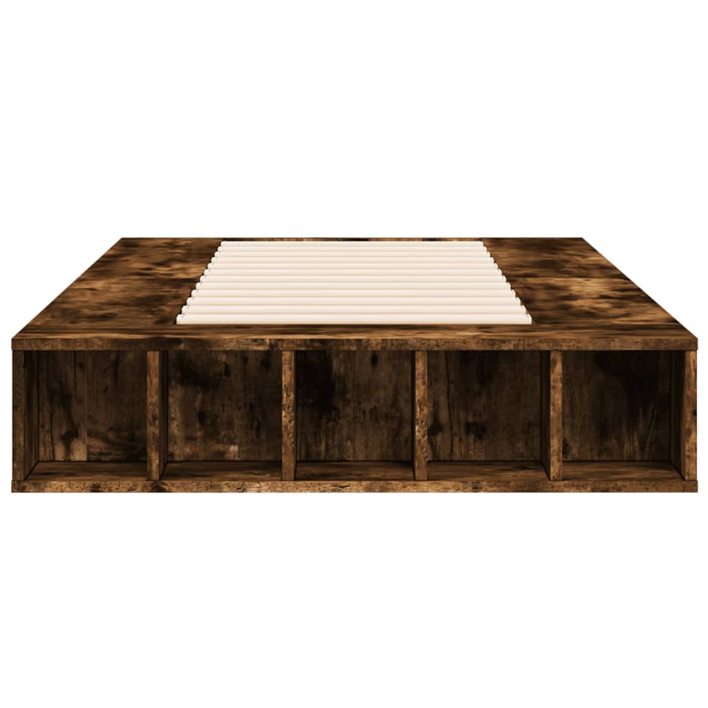 vidaXL Bedframe bewerkt hout gerookt eikenkleurig 75x190 cm, foto 4