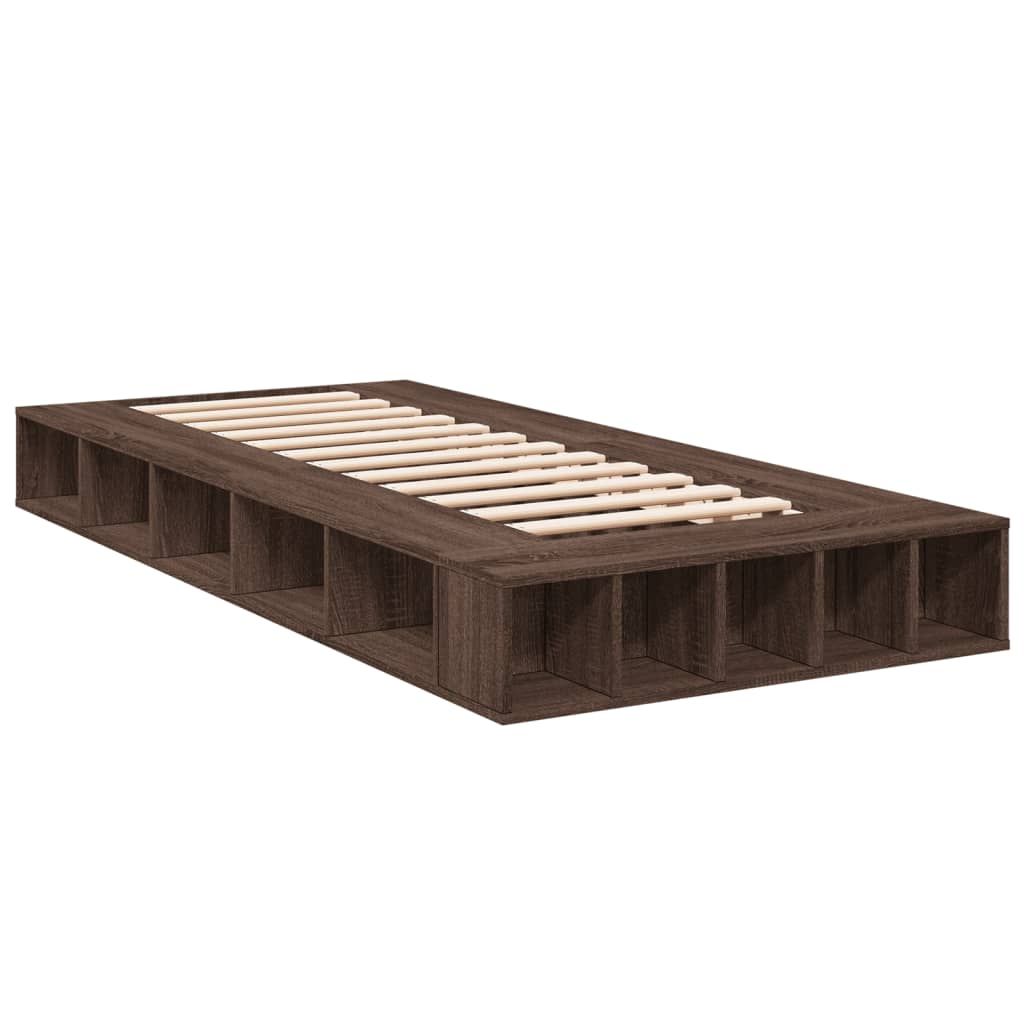 vidaXL Bedframe bewerkt hout bruin eikenkleur 75x190 cm afbeelding